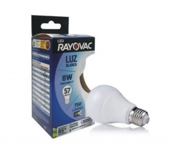 Lampara Led Rayovac 8w=57w Luz Fria Blanca